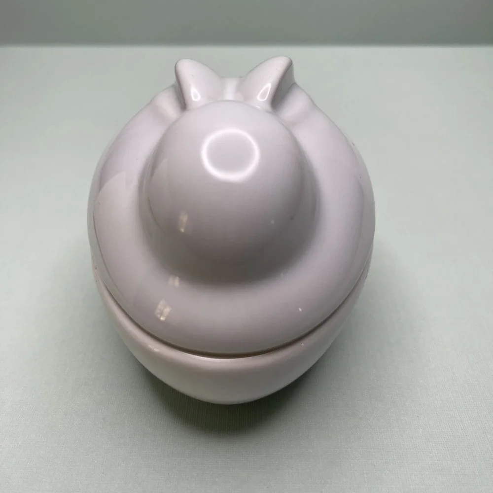 Pottery Barn Bunny Rabbit Bowl Candy‎ Dish Lid White Trinket Box Spring Easter